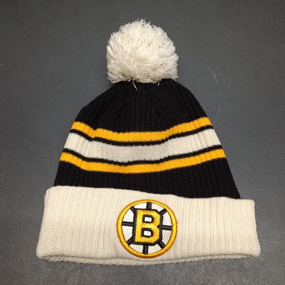 Fanatics Boston Bruins Hickey Knit Beanie Hat White - Picture 1 of 5